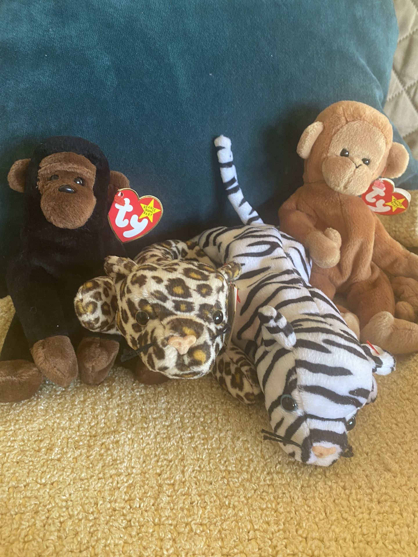 Ty Beanie Babies Lot of 4 Congo 1996, Freckles 1996, Blizzard 1996, Bongo 1995