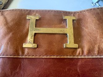 Vintage Brown Leather Hermes Handbag with Gold H Hardware