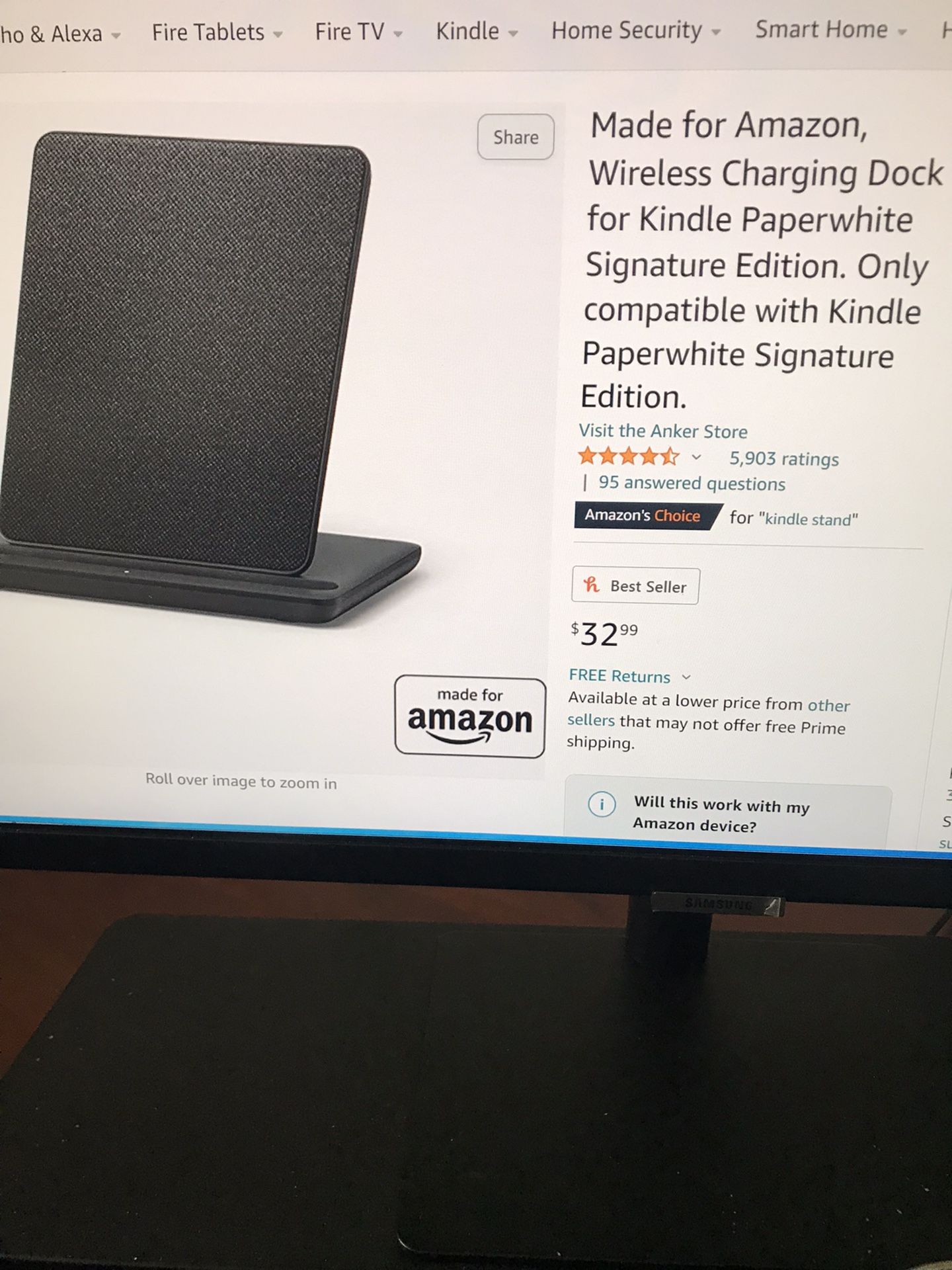 Wireless Charging Dock For Kindle Peperwhite Signature Addition