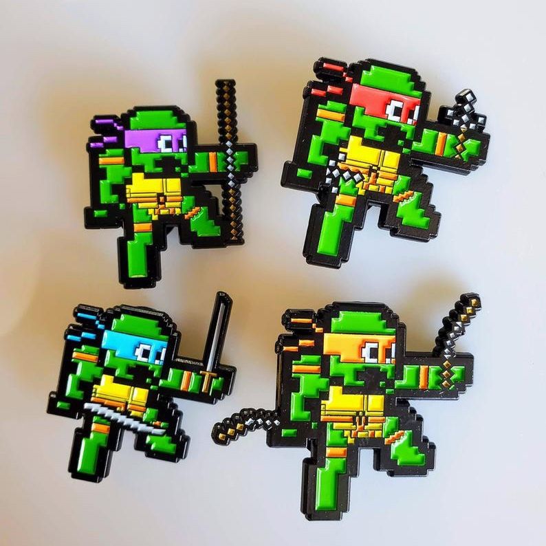 TMNT Ninja Turtles Enamel Pin Set 8-Bit Pin