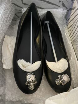 Alexander McQueen Silver Skull Flats