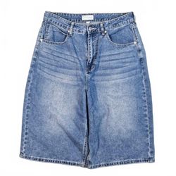 Y2K Angel Wing Embroidered Denim Baggy Jorts 13