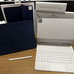 12.9” iPad Apple Magic Keyboard For + Apple Pencil 2nd Gen + Blue Smart Folio