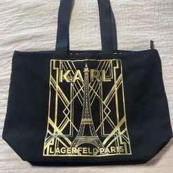 Karl Lagerfeld Paris Large Black Totes Zipper Bag