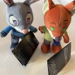 Lot of 2 Disney Parks NuiMOs Zootopia Judy Hopps & Nick Wilde Plush Doll - NEW
