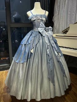 Blue Princess Graduation Gown with Train (Lolita-inspired princess dress)