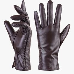 Leather Winter Womans Gloves 