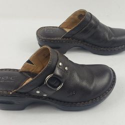 Born b.o.c Womens 8.5 M Clog Mule Slip On  Shoes Brown Leather Buckle C31606