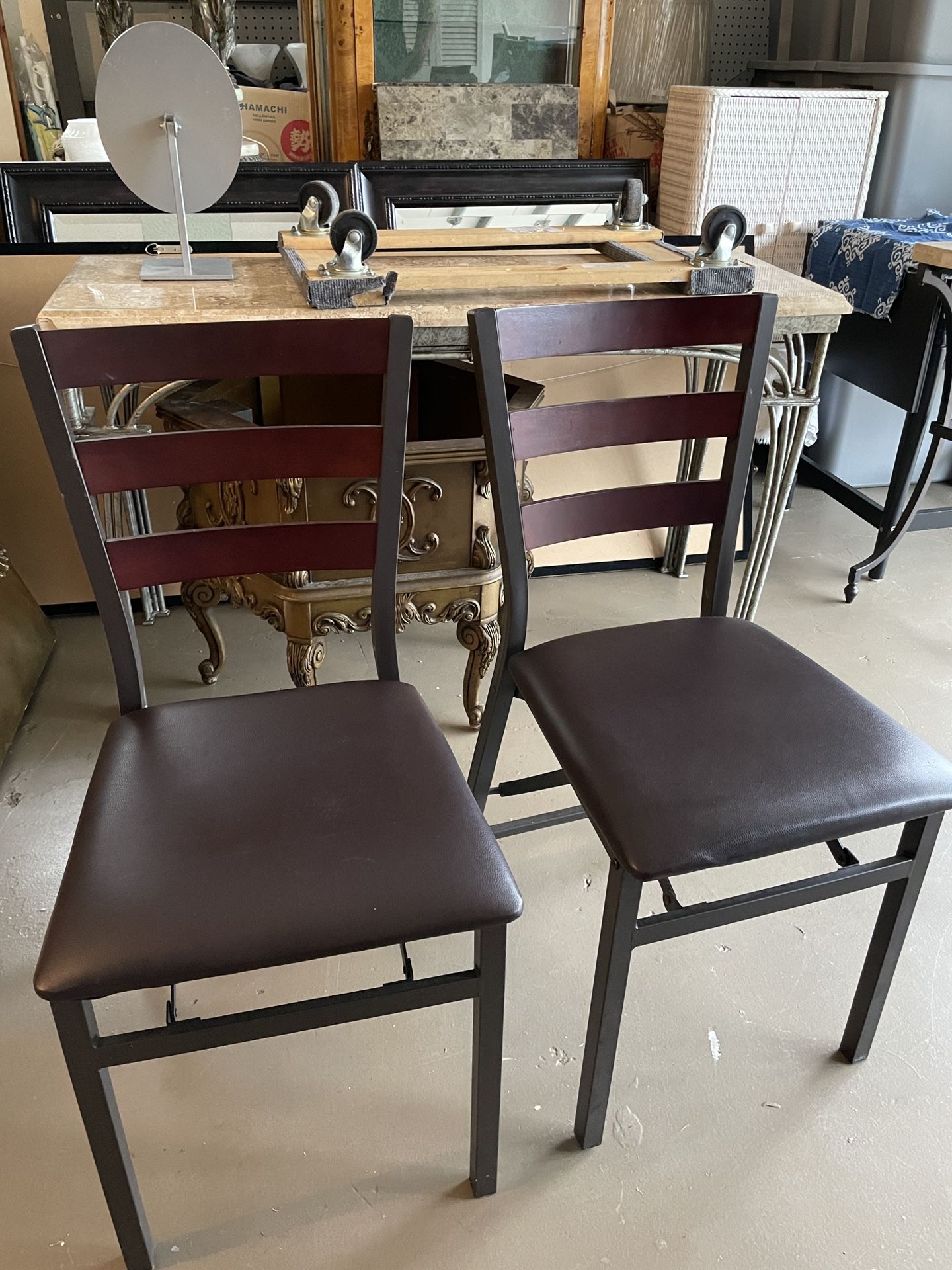 2 Folding Chairs Brown Color