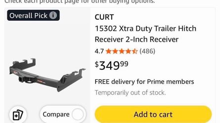 CURT 15300 Xtra Duty Trailer Hitch Receiver 2-Inch Receiver