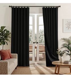 New RYB HOME 100% Blackout Black Curtains W52 x L90, 2 Panels