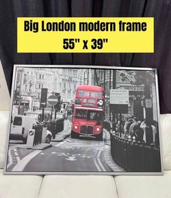 IKEA Big Huge Photo Picture Frame Decor London 55" X 39" Red Bus Art Piece Europe Modern