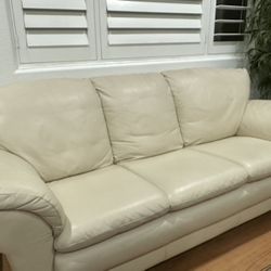 Cream Leather Couch Set