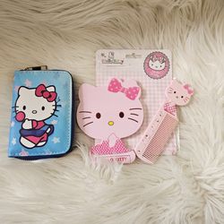 Hello Kitty Wallet,.Stand Mirror with Comb Bundle 3 Pieces
