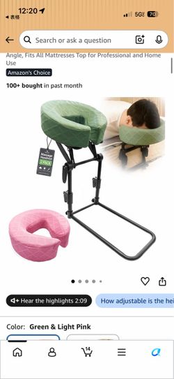 Adjustable Mattress Face Cushion Cradle Platform (2 Cushion Covers - Green & Pink)