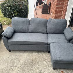 Soscana Convertible Sectional Sofa with Reversible Ottoman, 3 Seat L-shaped Sofa Couch with Chaise for Living Room Apartment Studio Office