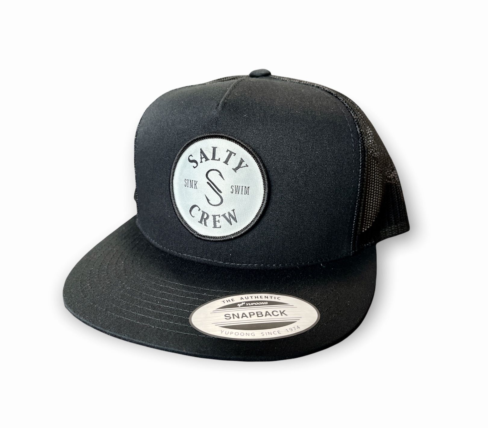 New Men’s Black Mesh Double S-Hook Snapback Salty Crew Hat 