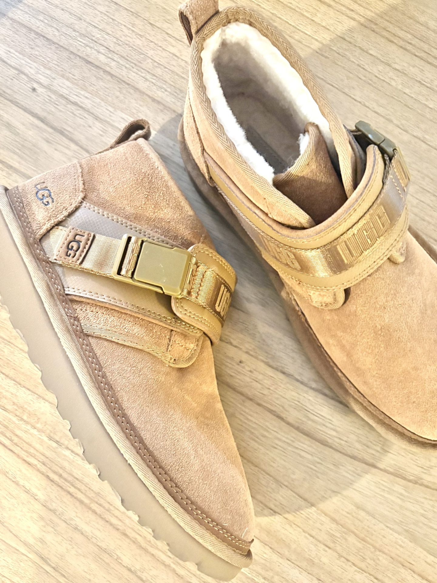 UGG Neumel Snapback Chestnut Suede Fur Shoes Mens Size 10 *NEW*