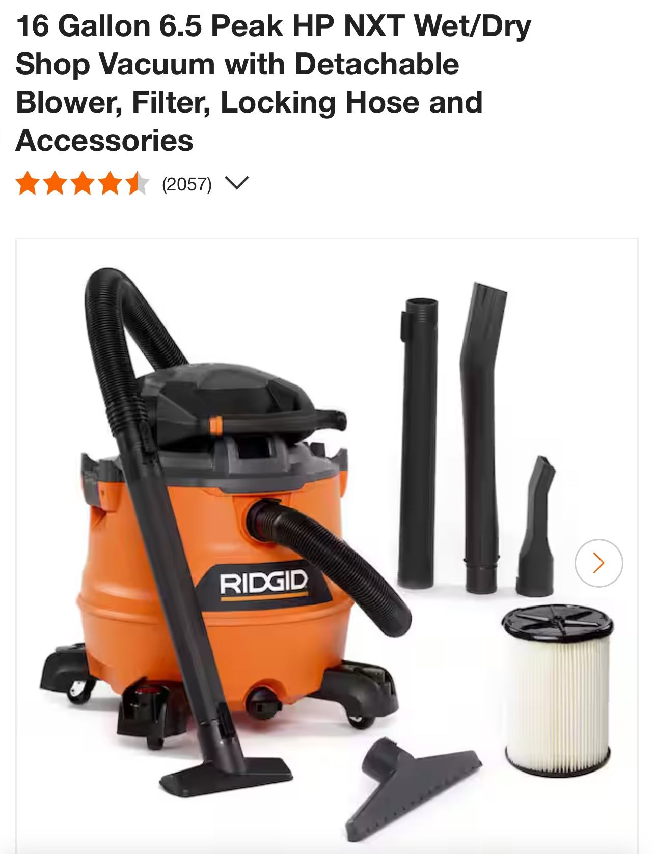 Ridgid Vacuum 16gl..