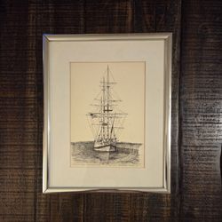 "Revolutionary War Brigage Rose" Artist C. M Goff Etched Painting 