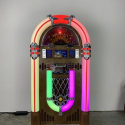 Arkrocket Full Size Jukebox Bluetooth Record Player CD USB SD Radio LED Rainbow