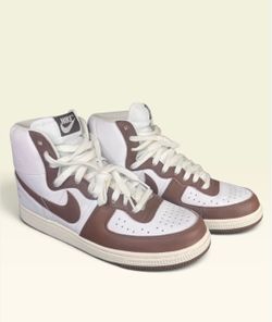 Nike Terminator Men’s Mid Top Lace-Up Colorblock Athletic Sneakers White/Brown