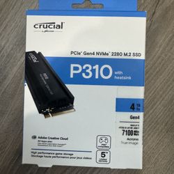 New Sealed Crucial 4tb P310 NVMe M.2 SSS With Heatsink