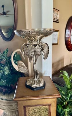 Pewter Style Tropical Centerpiece Fruit Bowl