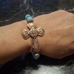 Cross Stretchable beaded Bracelet 