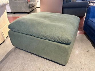 Plush Oversized Green Ottoman