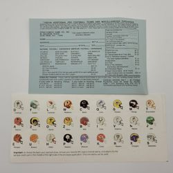 Vintage Strat-o-Matic Pro Football Team Helmet Stamp Sheet