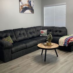 Dark Grey plush sectional Couch