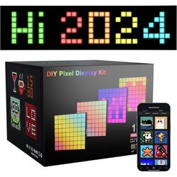 LED Pixel Display Set, App-Controlled Art with 16 Million Colors for DIY Graffiti/Text/Animations, Two Splicing Shapes Room Store Wall Decor (1+3 Kit)