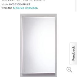 Robern M Series 30" x 19-1/4" x 4-5/8" Left-Hand Single Door Medicine Cabinet with Integrated Outlet and USB Port - Interior Lighting Model:MC2030D4FB