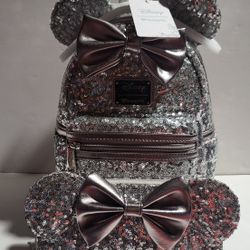 Loungefly VINTAGE Silver HEART LOGO BACKPACK AND WALLET INCLUDED VERY RARE NEW WITH TAGS ONLY ((1000 MADE 2015)) 