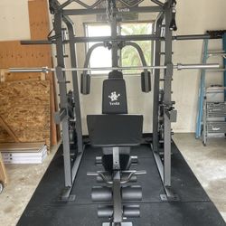 Vesta Fitness Smith Machine 2001 w/Bench Attachment | 230lb Bumpers Weights | 7ft Olympic Bar | Fitness | Gym Equipment | FREE DELIVERY 🚚 