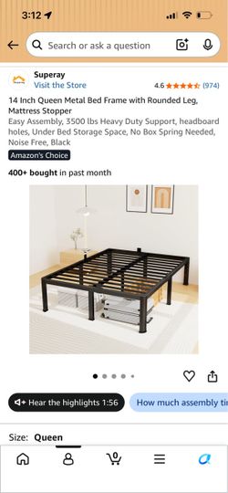 Metal bed frame from Amazon, partly disassembled