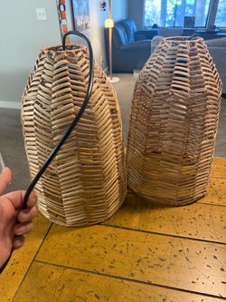 IKEA wicker hanging lamps