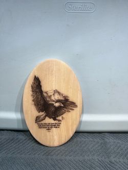 Eagle Wood Burn Plaque with Bible Verse