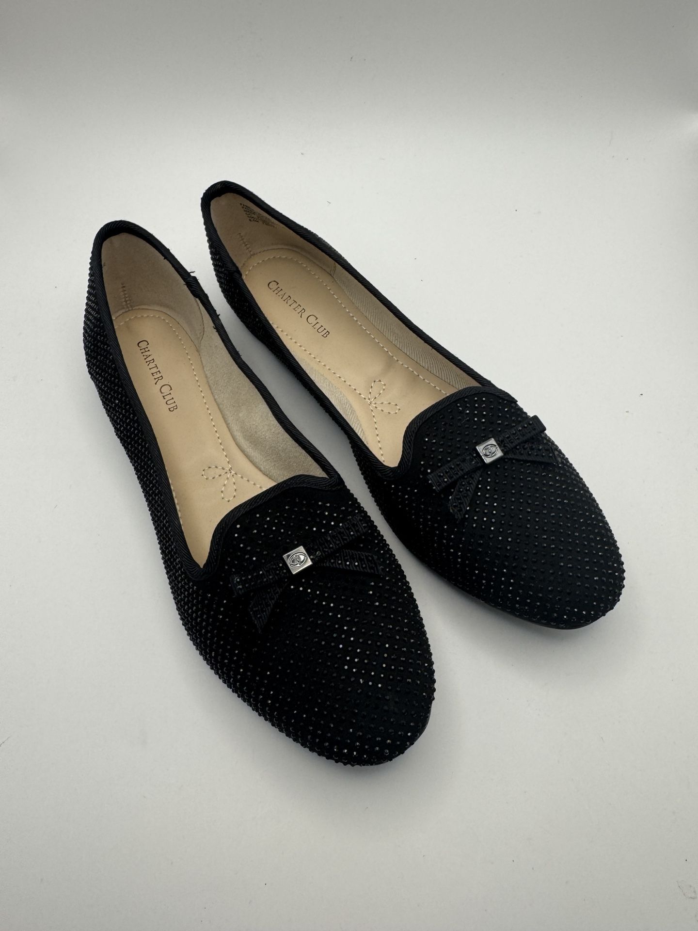 NEW Charter Club Kimii 8.5 Black Rhinestone And Bow Loafer