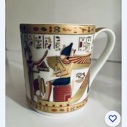  Egyptian mug 12oz. Fine porcelain. New. Gold Trim & Egyptian Scenes, Made in Egypt. Comes from a smoke free environment.