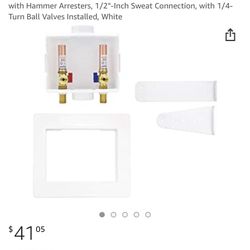 Eastman 60253 Sweat Center Drain Washing Machine Outlet Box with Hammer Arresters, 1/2"-Inch Sweat Connection, with 1/4-Turn Ball Valves Installed, Wh