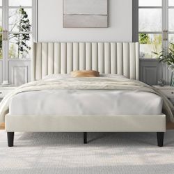 BRAND NEW Queen Size Bed Frame With Mattress New Tufted Platform Bed With Mattress 2pcs