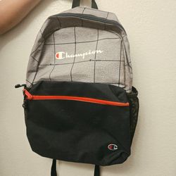 Champion Backpack Gray Black Grid Print