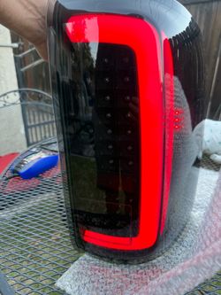 14-18 GMC Sierra Black Smoke LED Bar Tail Lights