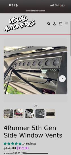 5th gen 4Runner rear window vents new. 4Runner side window vent