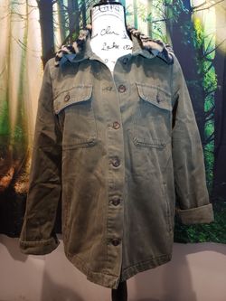 Anthropologie Dear John Cazimir Utility Jacket Olive Removable Collar