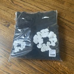 DENIM TEARS Black White Graphic Print Hooded Pullover Hoodie Crew Neck Size M