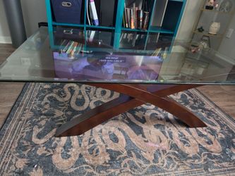 Ashley Furniture Wooden and Glass coffee table set