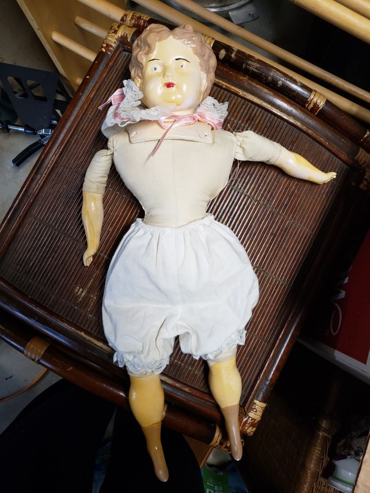 Antique German head porcelain doll